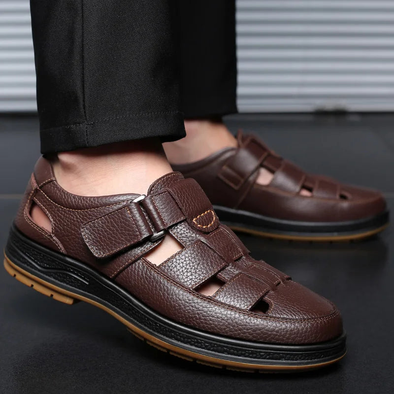 Men's Split Leather Fisherman Sandals – product view | Hensley London