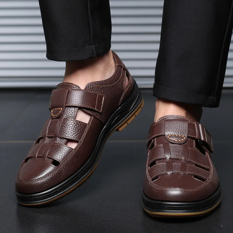 Men's Split Leather Fisherman Sandals – product view | Hensley London
