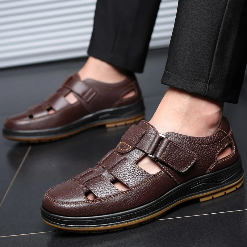Men's Split Leather Fisherman Sandals – product view | Hensley London