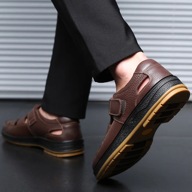 Men's Split Leather Fisherman Sandals – product view | Hensley London
