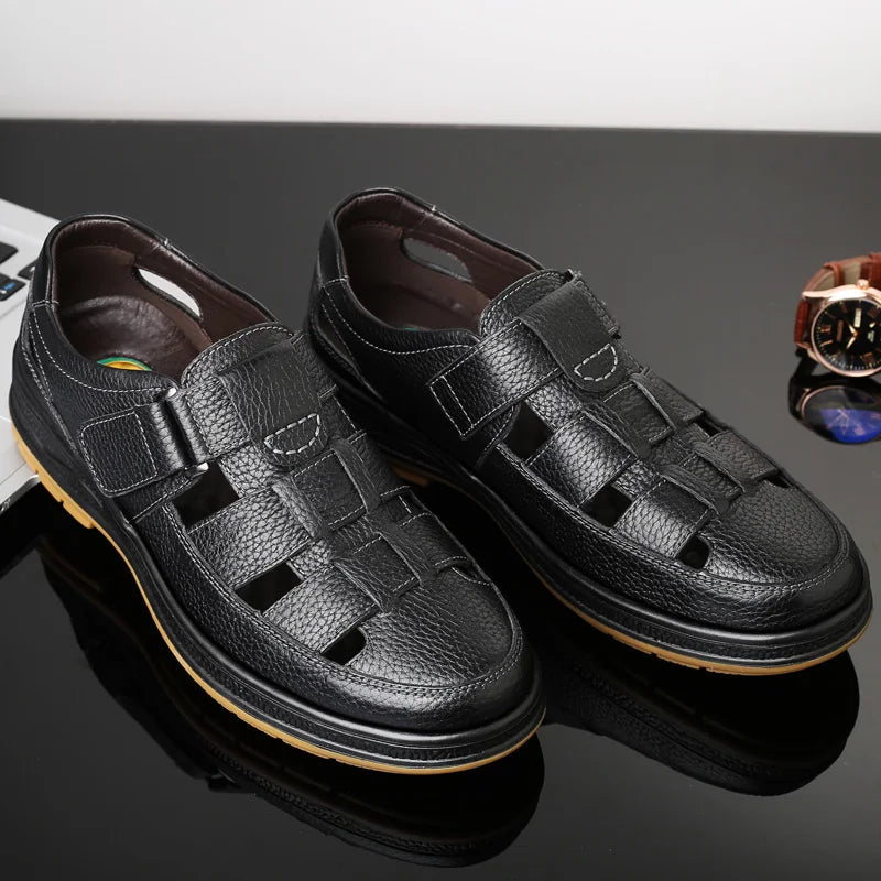 Men's Split Leather Fisherman Sandals – product view | Hensley London
