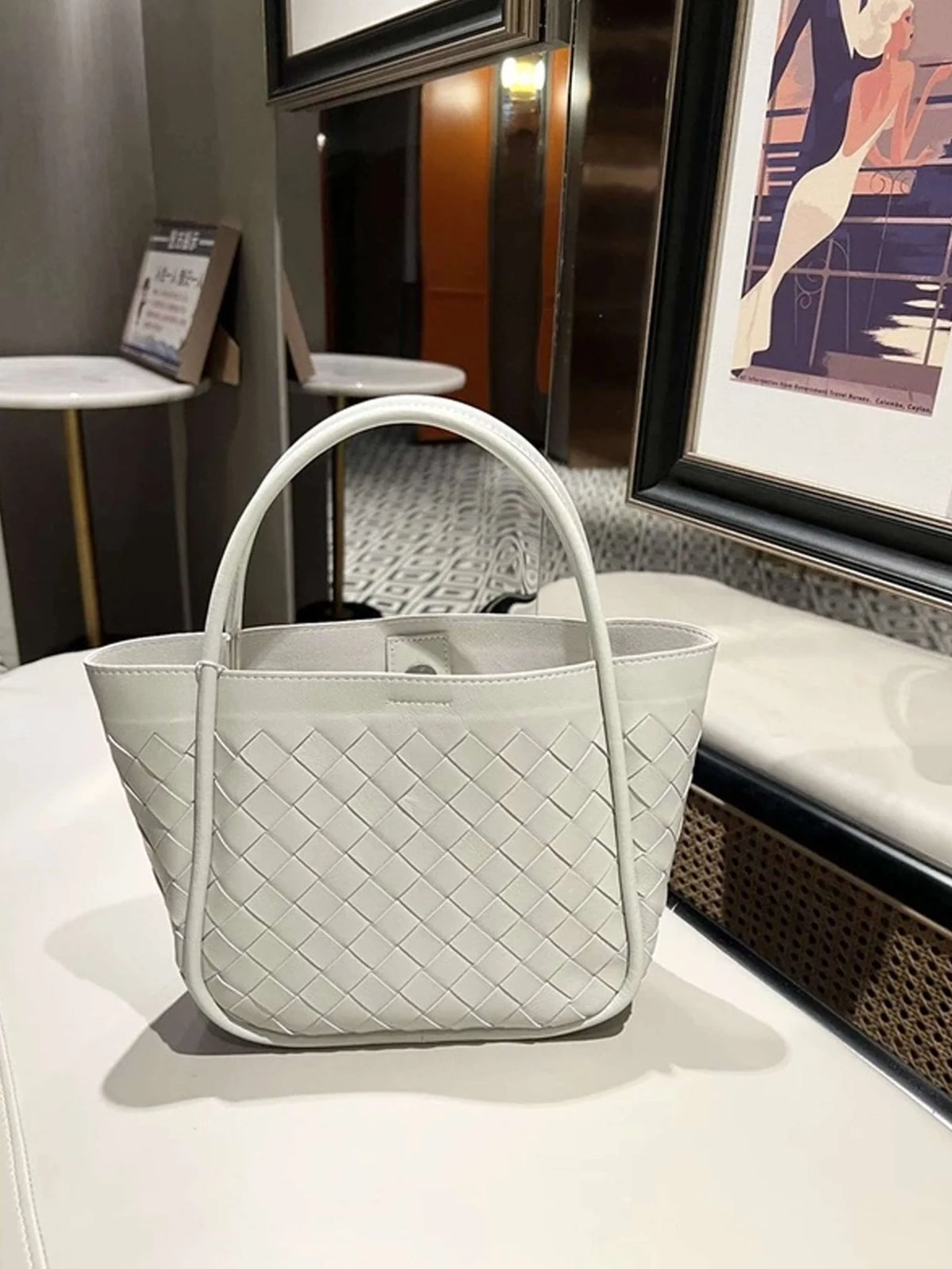 Women's Compact Faux Leather Shopper Handbag – Product view | Hensley London