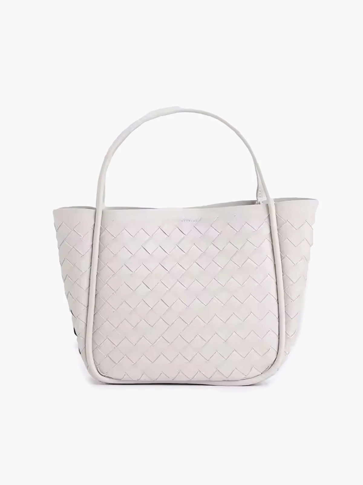 Women's Compact Faux Leather Shopper Handbag in White – Product view | Hensley London