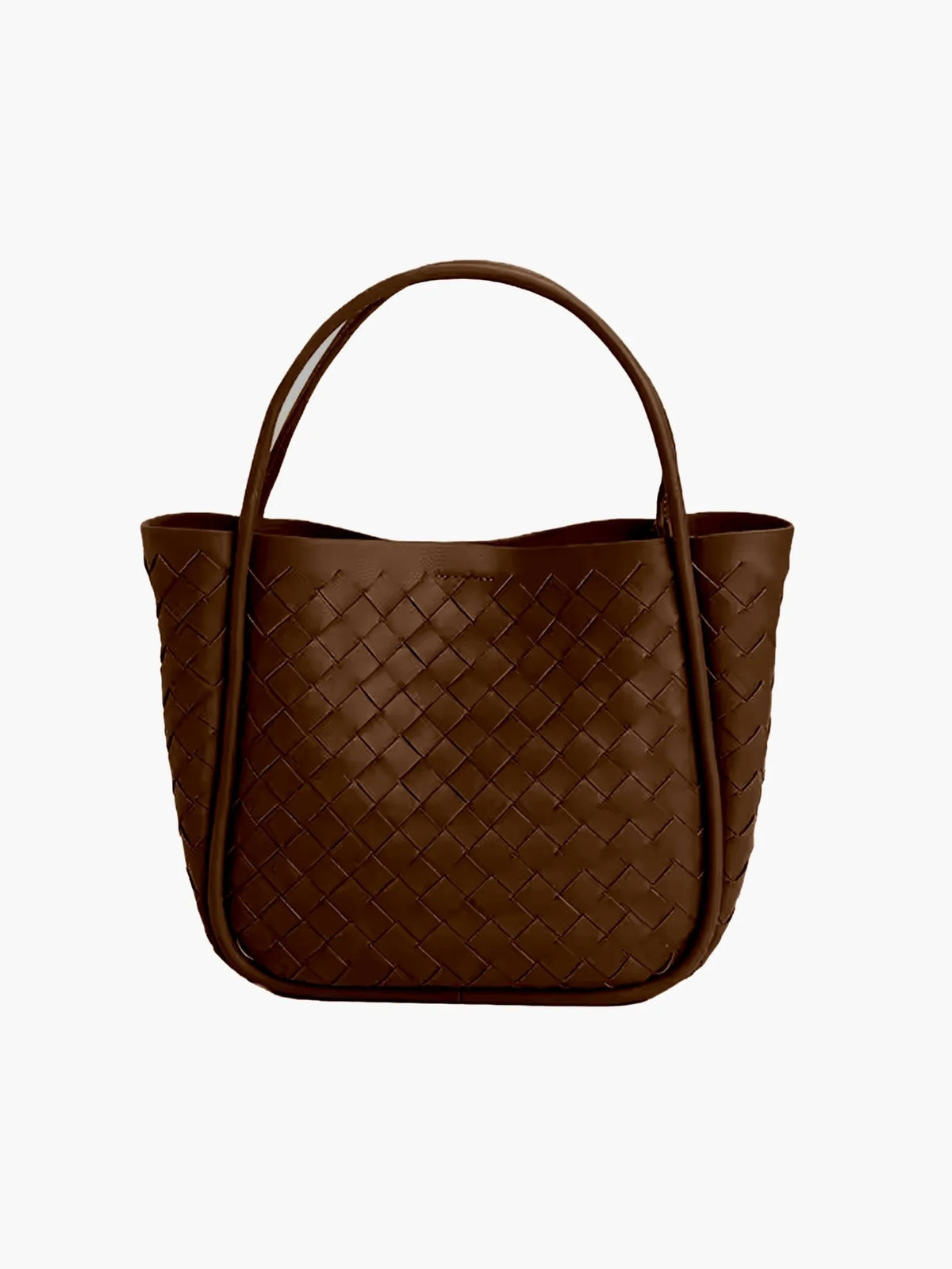 Women's Compact Faux Leather Shopper Handbag in Brown – Product view | Hensley London