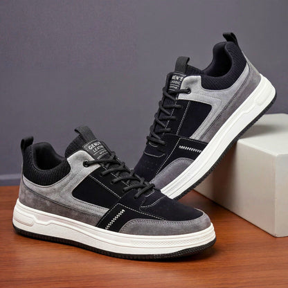Men's Suede Colourblock Low-Top Sneakers – top view | Hensley London