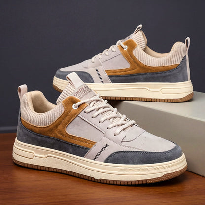Men's Suede Colourblock Low-Top Sneakers – sole detail | Hensley London