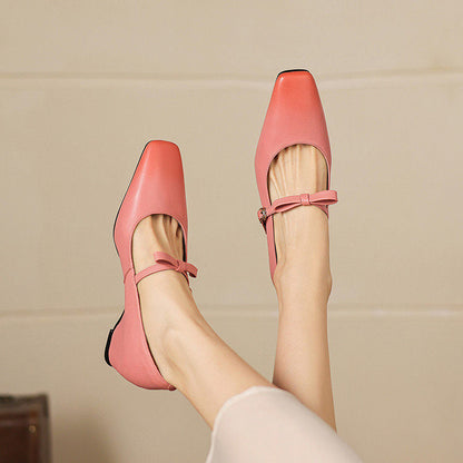 Women's Genuine Leather Mary Jane Pumps – bow-tie strap detail | Hensley London