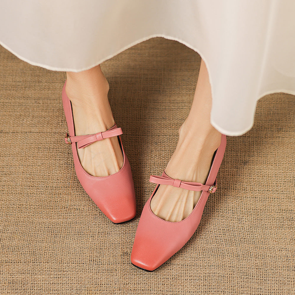 Women's Genuine Leather Mary Jane Pumps – concealed wedge heel view | Hensley London