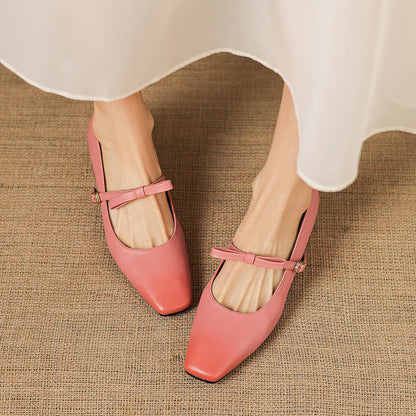 Women's Genuine Leather Mary Jane Pumps – concealed wedge heel view | Hensley London