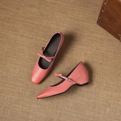 Women's Genuine Leather Mary Jane Pumps in Green – front view | Hensley London
