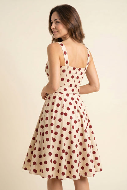 Women's Midi Dress Black and White Polkadot Lightweight Fabric - 3