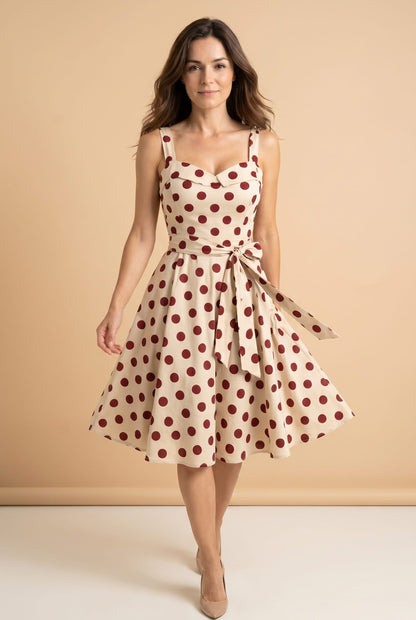 Women's Midi Dress Black and White Polkadot Lightweight Fabric - 4