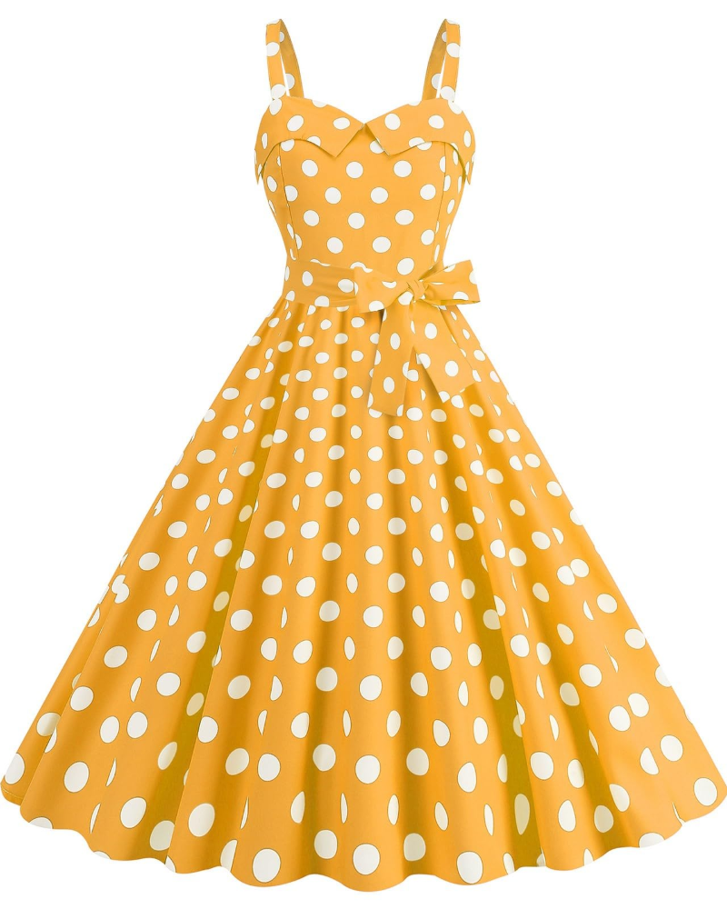 Women's Midi Dress Black and White Polkadot Lightweight Fabric - 9
