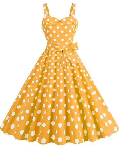 Women's Midi Dress Black and White Polkadot Lightweight Fabric - 9