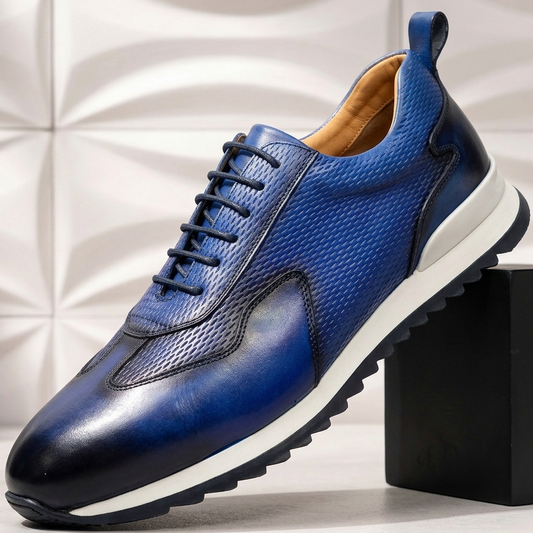 Men's Faux Leather Textured Trainers