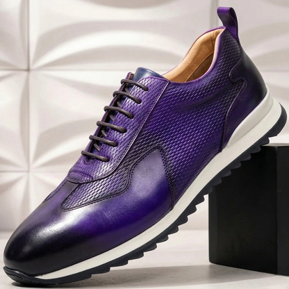 Men's Faux Leather Textured Trainers