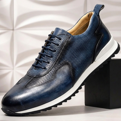 Men's Faux Leather Textured Trainers
