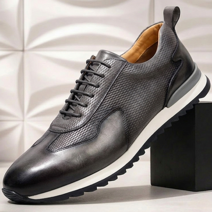 Men's Faux Leather Textured Trainers