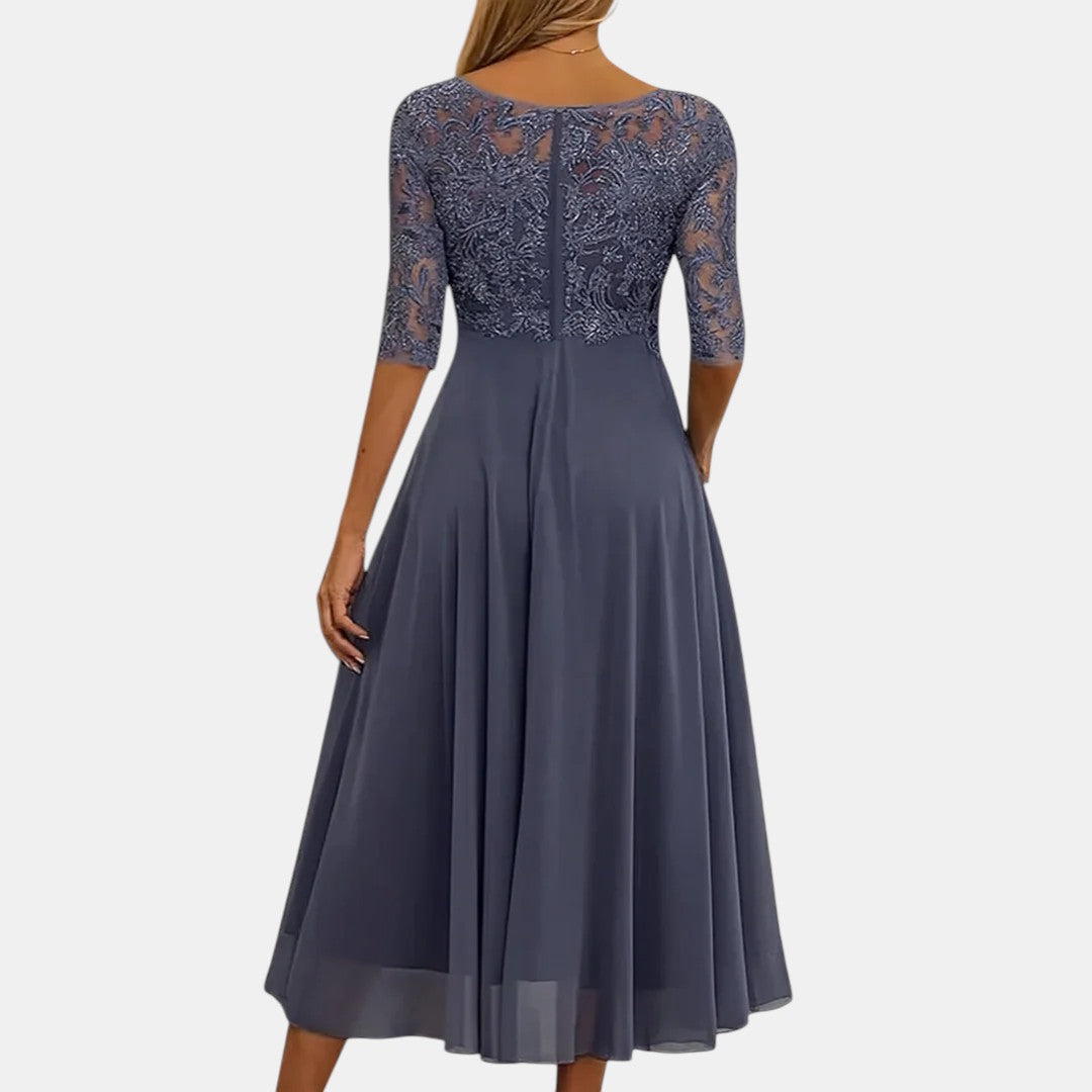 Women's Elegant Flowy Midi Dress – alternate view | Hensley London