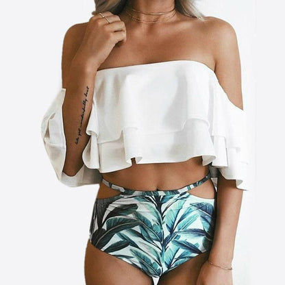 Rina Women's High Waist Swimsuit | Vintage Ruffle Design