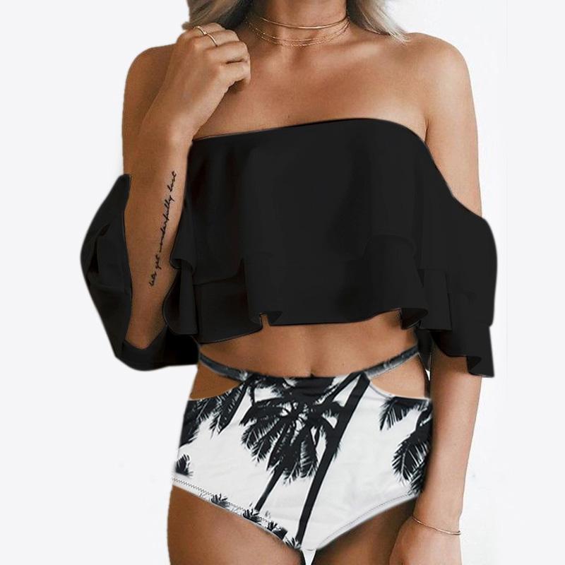 Rina Women's High Waist Swimsuit | Vintage Ruffle Design - Image 2