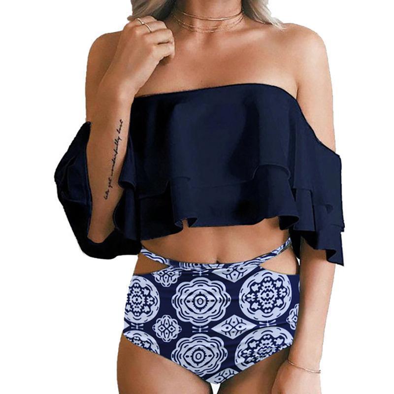 Rina Women's High Waist Swimsuit | Vintage Ruffle Design - Image 3