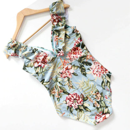 Ruffled One Piece Bathing Suit for Women | Comfortable Striped Design - Image 9