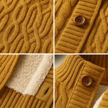 Men's Wool-Blend Cable-Knit Cardigan - detail view | Hensley London
