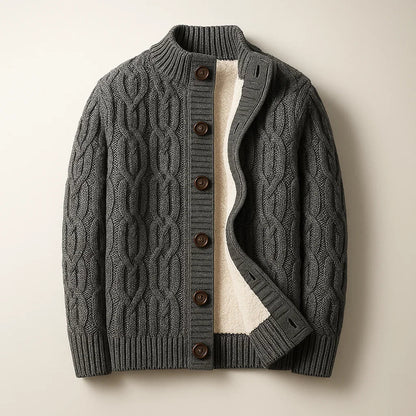 Men's Wool-Blend Cable-Knit Cardigan in Gray - product view | Hensley London