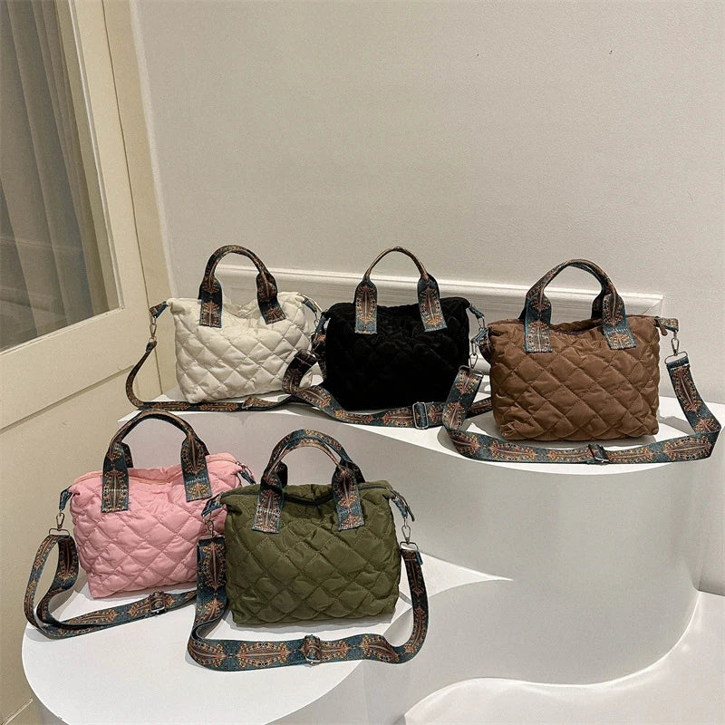 Women's Black Shoulder Bag Large Capacity Cotton-6