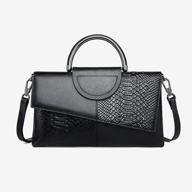 Women's Crossbody Bag Black One Size PU Leather Alligator Pattern-5