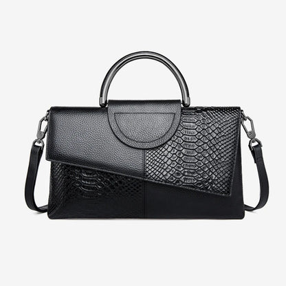 Women's Crossbody Bag Black One Size PU Leather Alligator Pattern-5