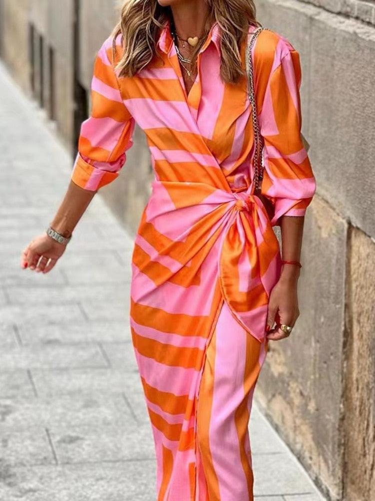 Women's Maxi Dress Striped Size M Polyester-1