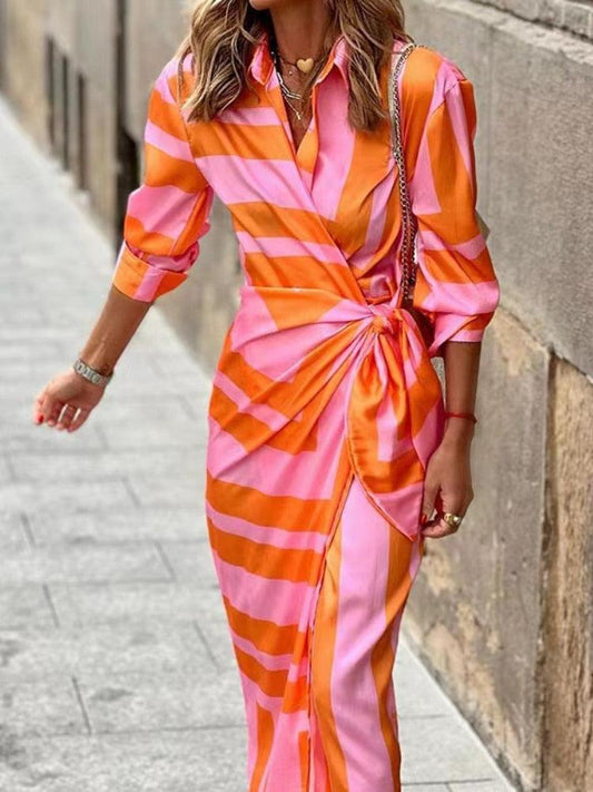 Women's Maxi Dress Striped Size M Polyester-1