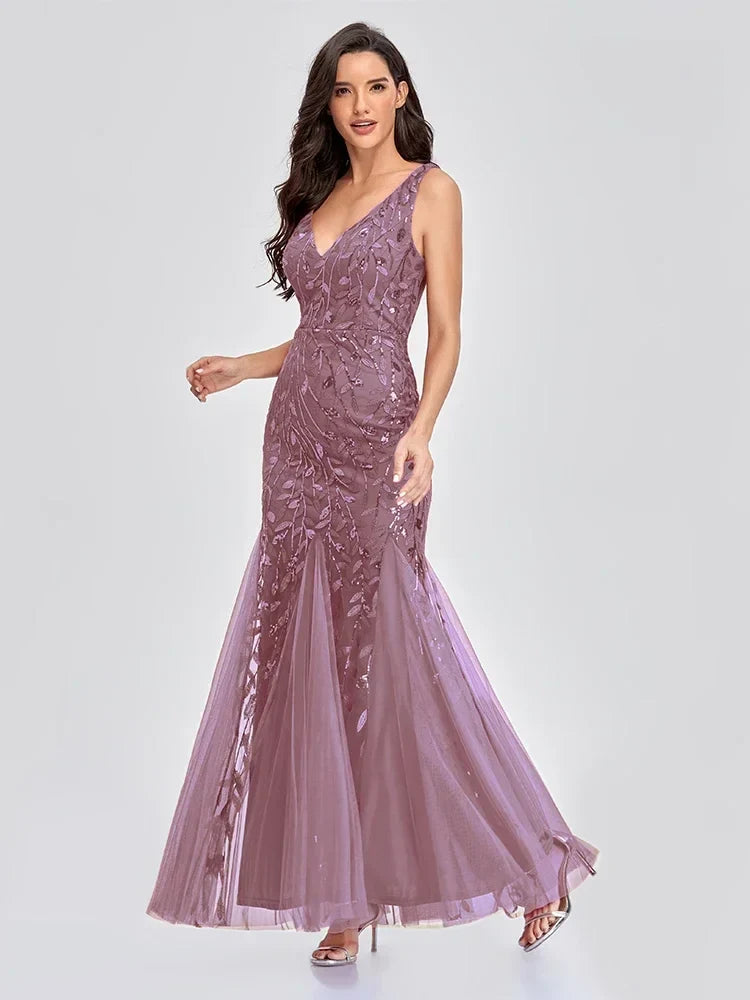 Women's Evening Gown Black Chiffon Sequin Floor-Length-5