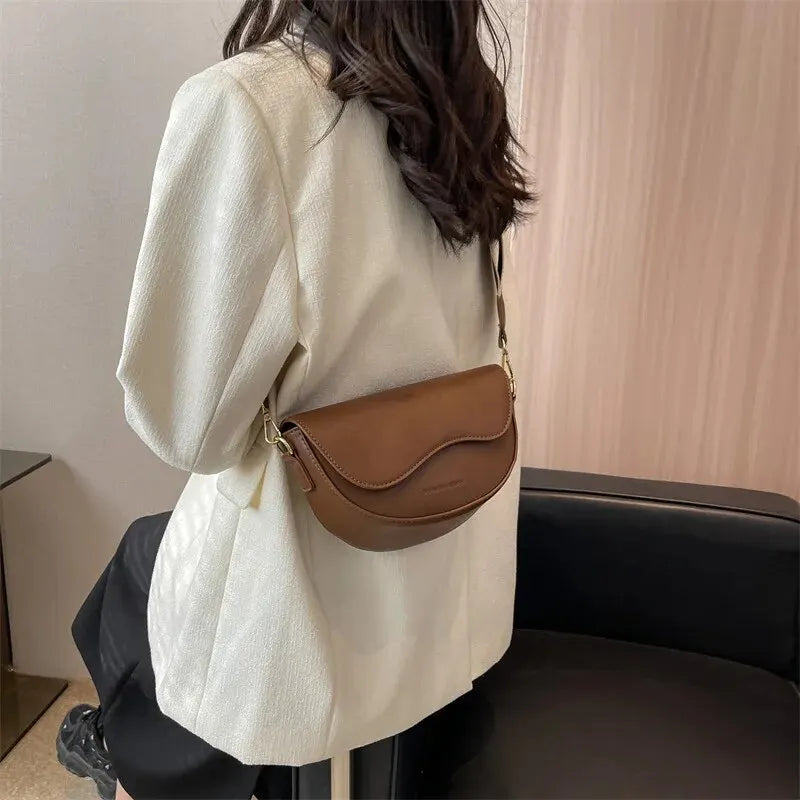 Women's Crossbody Bag Black Medium PU Leather-6