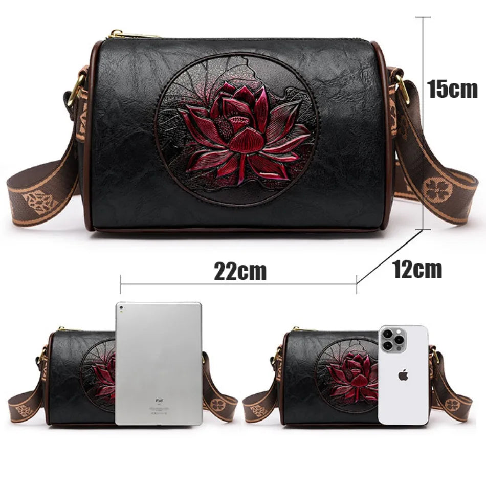 Women's Crossbody Bag Black Medium Leather-4