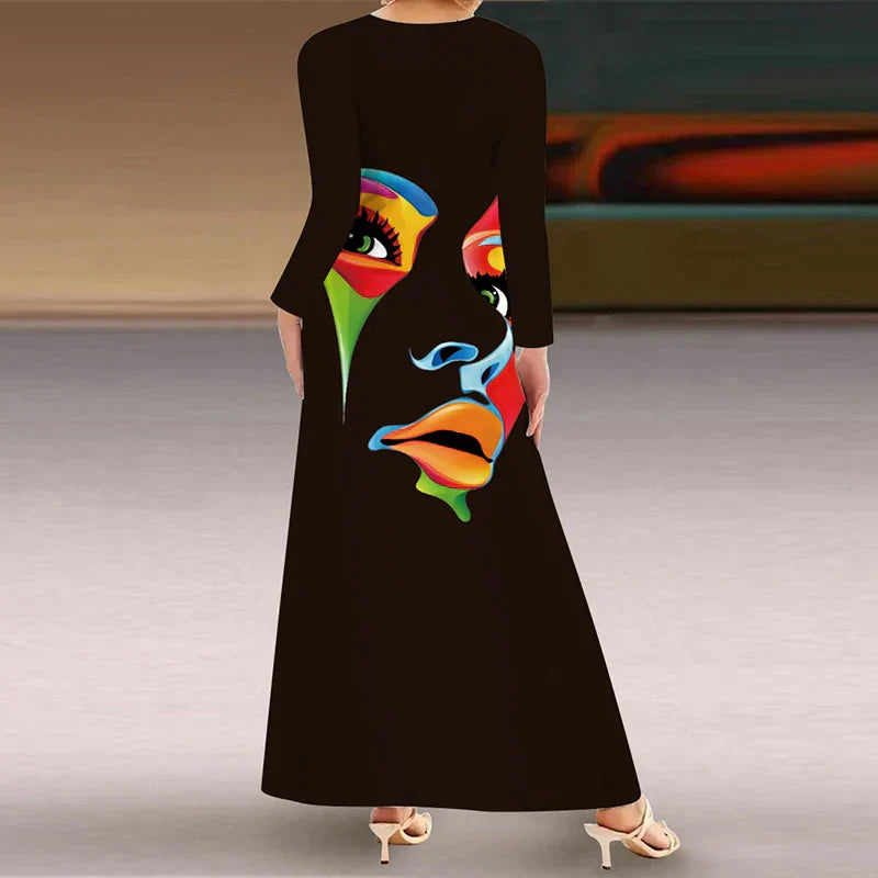 Women's Maxi Dress Multicolor Rayon Spandex-3