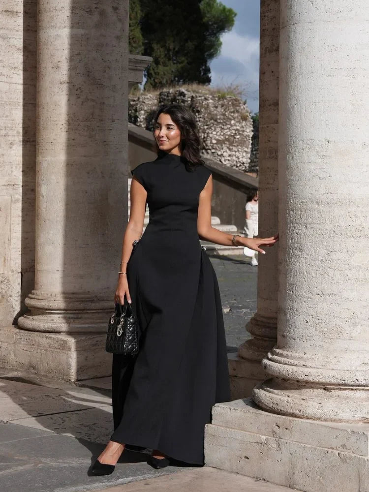 Women's Formal Gown Black Silk Blend-4