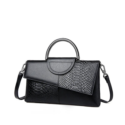 Women's Crossbody Bag Black One Size PU Leather Alligator Pattern-6
