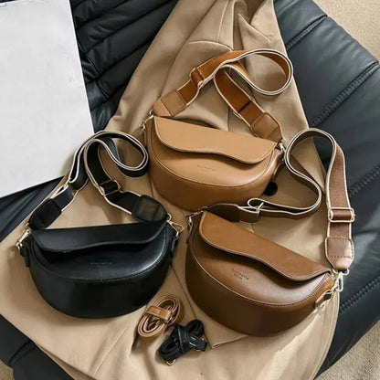 Women's Crossbody Bag Black Medium PU Leather-4