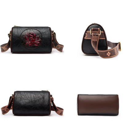 Women's Crossbody Bag Black Medium Leather-5
