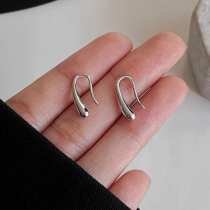 Women's Hook Earrings Silver S925 Sterling Silver Dainty Droplet Design - 5