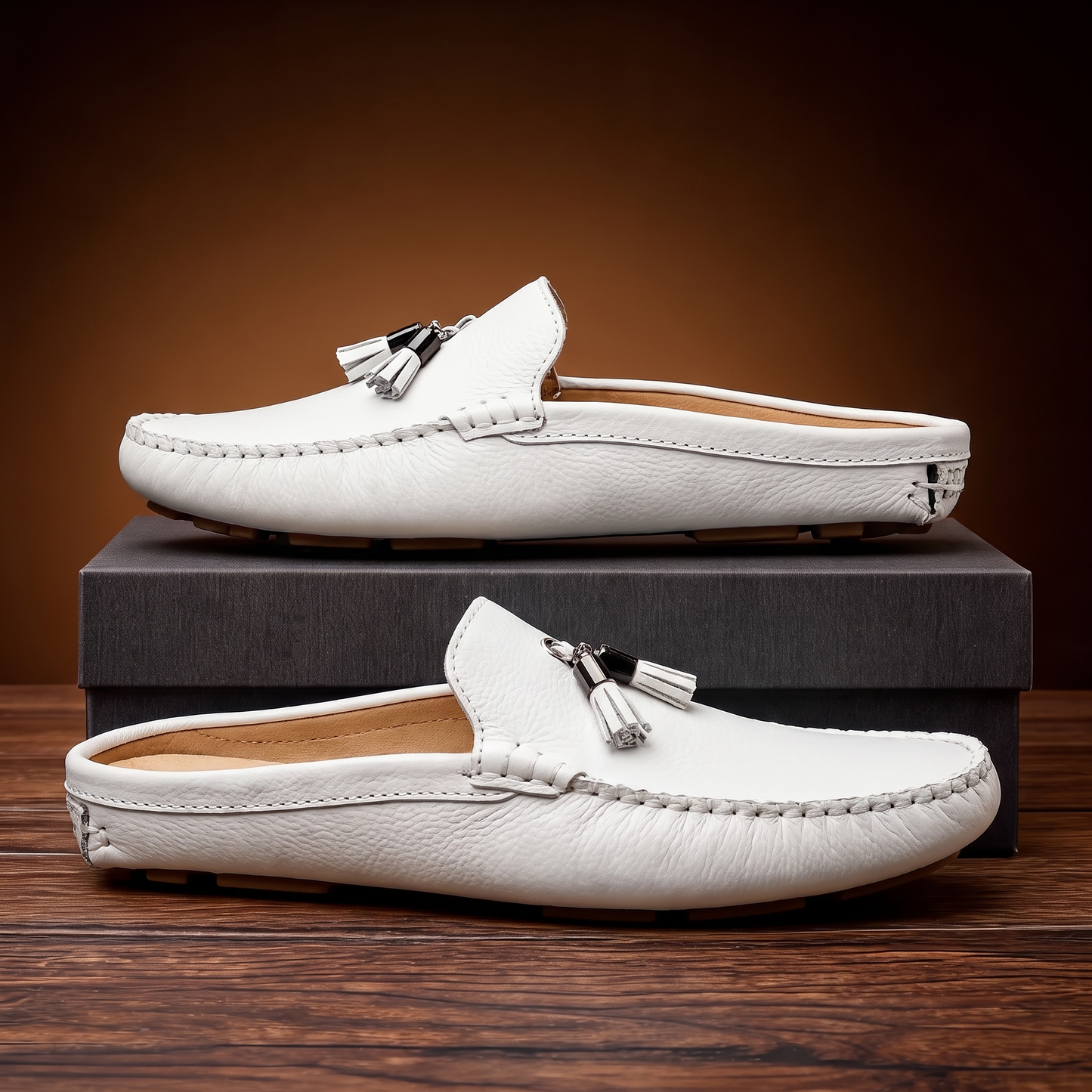 Men's Leather Tassel Loafers – front view | Hensley London