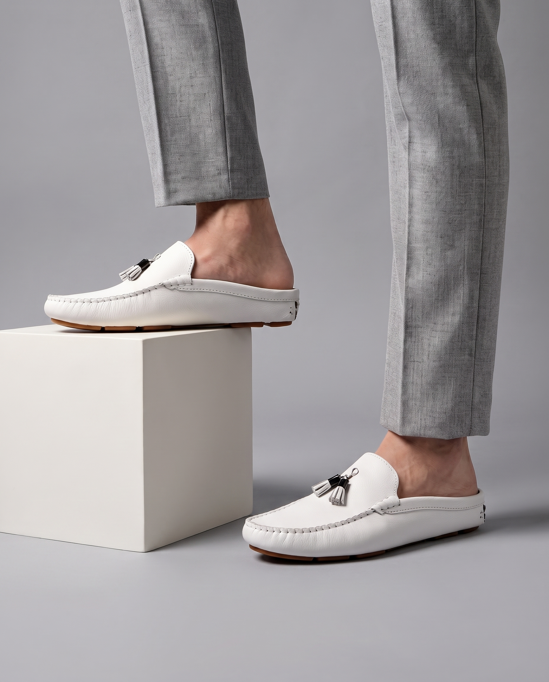 Men's Leather Tassel Loafers – side view | Hensley London