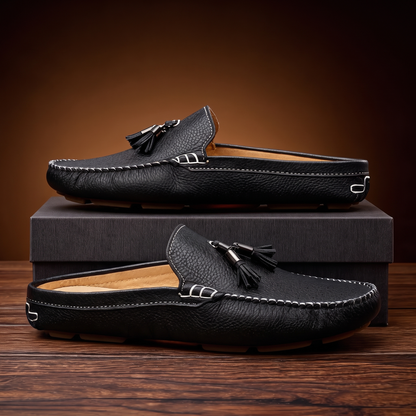 Men's Leather Tassel Loafers – angled view | Hensley London