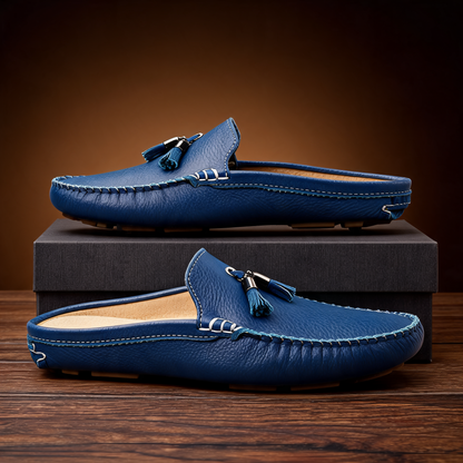 Men's Leather Tassel Loafers – back view | Hensley London