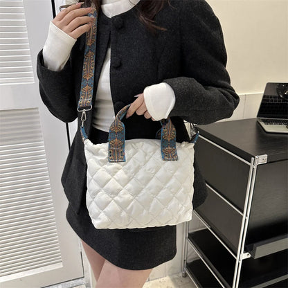 Women's Black Shoulder Bag Large Capacity Cotton-4