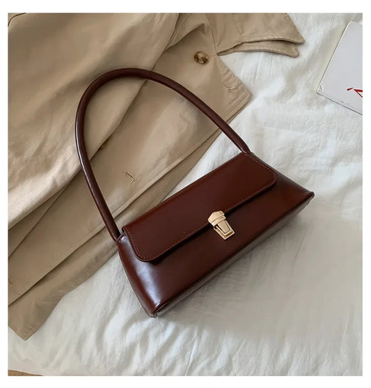 Women's Black Shoulder Bag One Size Faux Leather Vintage Style-1