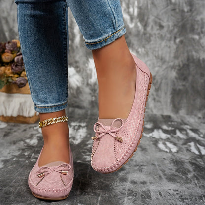 Women's Soft Comfort Bow Loafers in Grey – sole view | Hensley London
